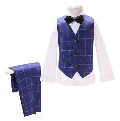 SKCST023 making children's suits, flower dresses, plaid suits, five-piece flower shirts, children's suits factory side view